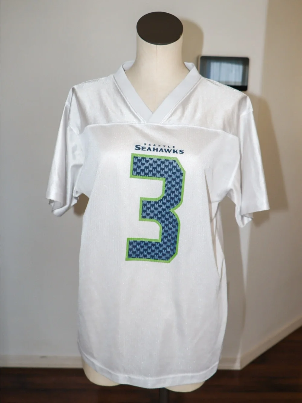 Youth White #3 Football Jersey